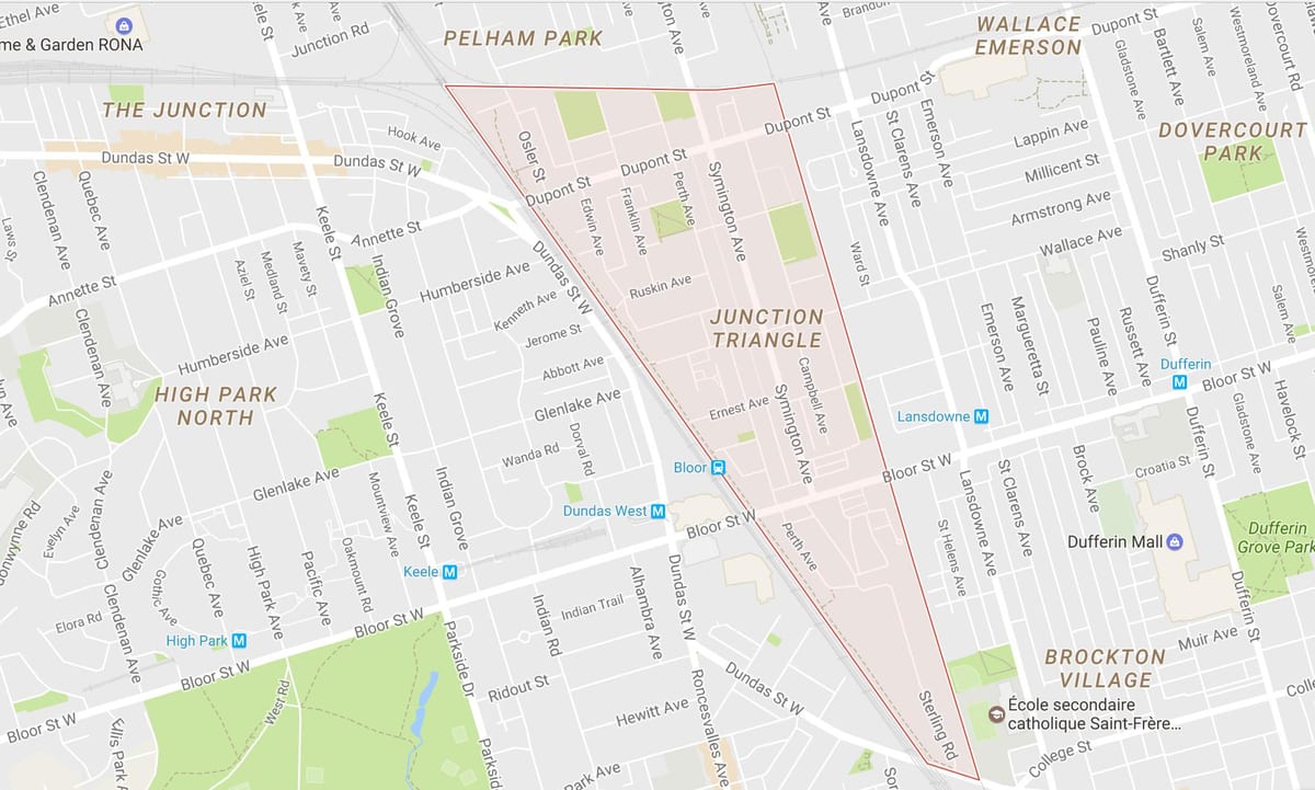 Harta de Joncțiune Triunghi de vecinătate Toronto