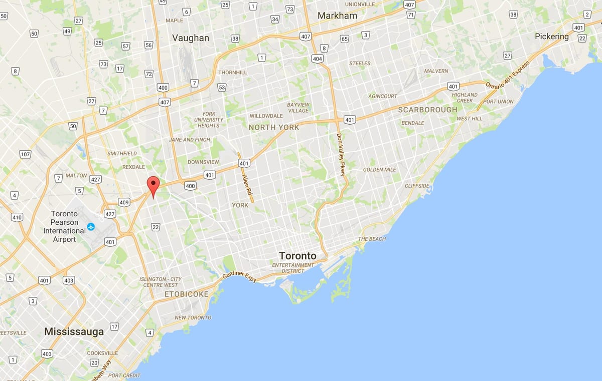 Harta Kingsview Satul districtul Toronto