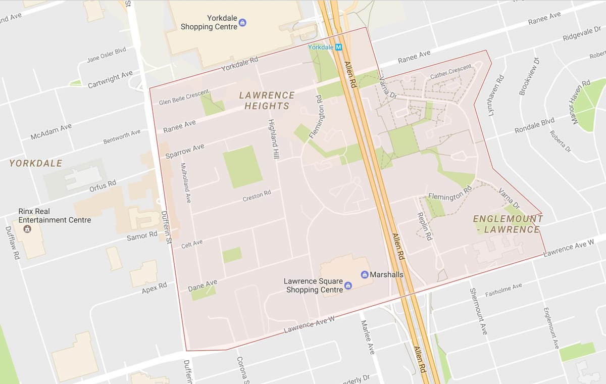 Harta Lawrence Înălțimi de vecinătate Toronto