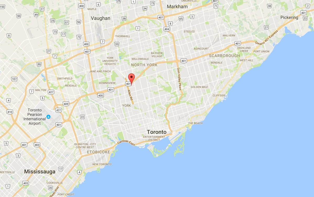 Harta Lawrence Manor district Toronto