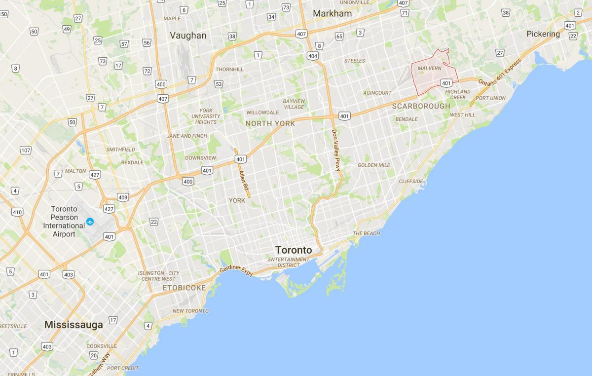 Harta Malvern district Toronto
