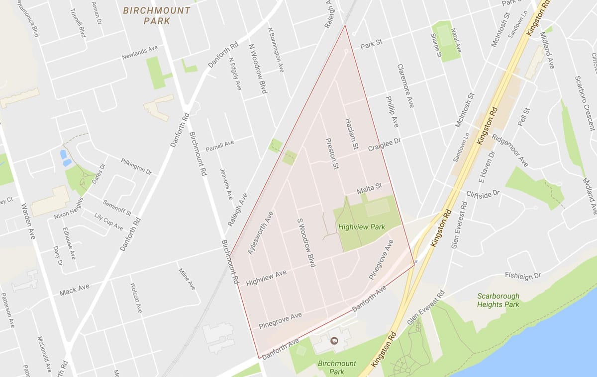 Harta de Mesteacan Stâncă Înălțimi de vecinătate Toronto