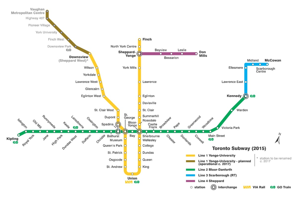 Hartă de metrou din Toronto