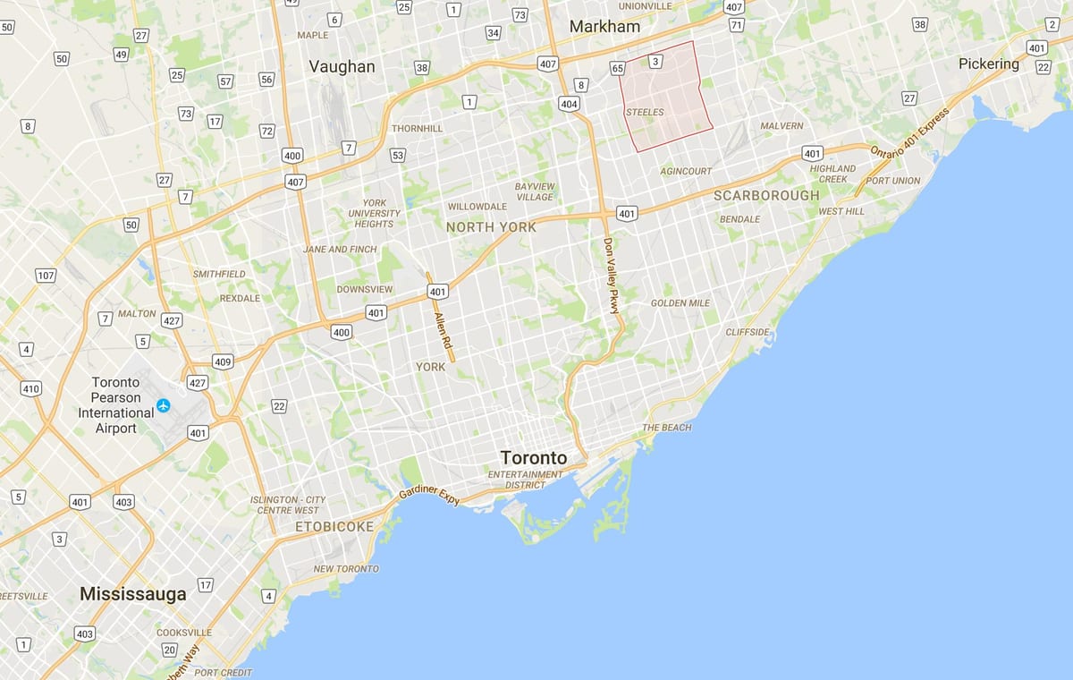Harta Milliken district Toronto