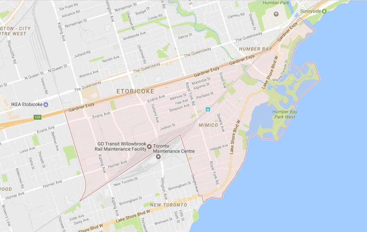 Harta Mimico vecinătate Toronto
