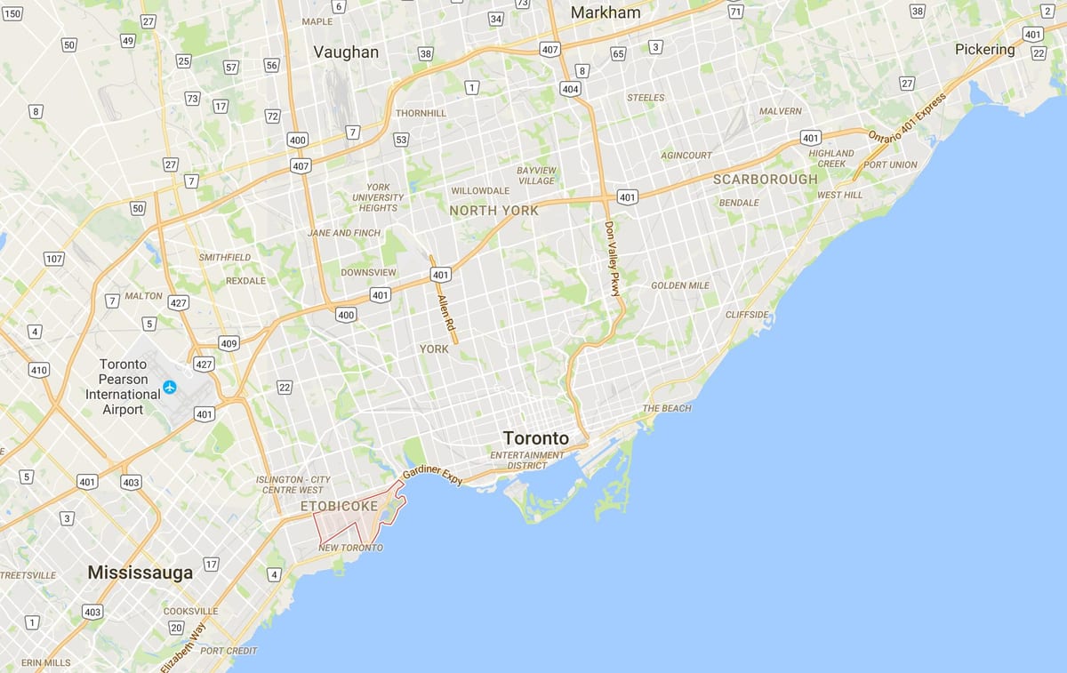 Harta Mimico district Toronto