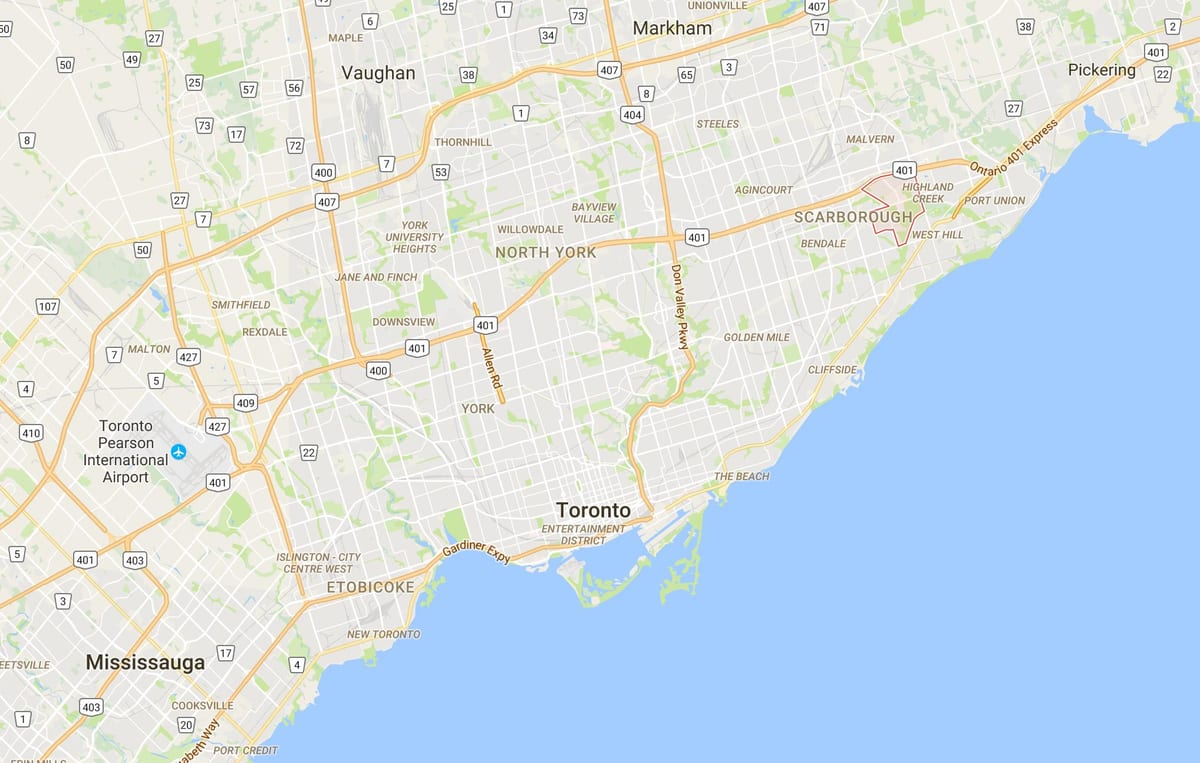 Harta Morningside district Toronto