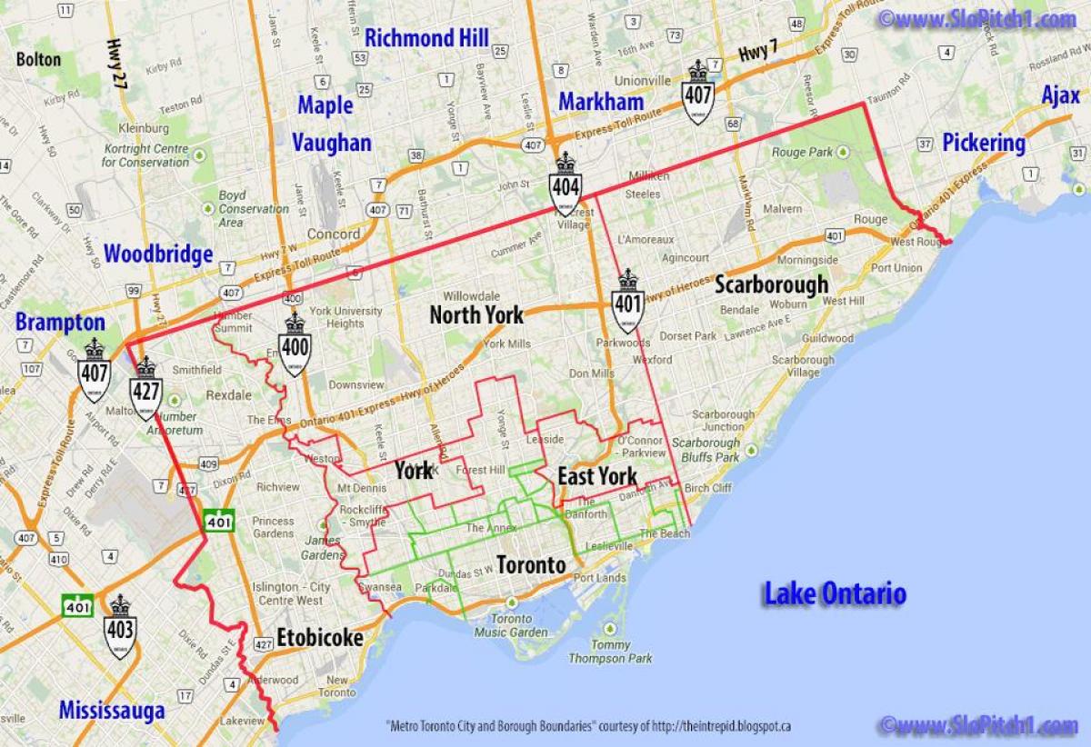 Harta de municipalități Toronto