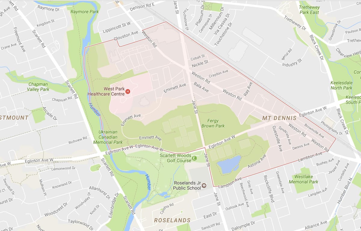 Harta Muntele Dennis vecinătate Toronto