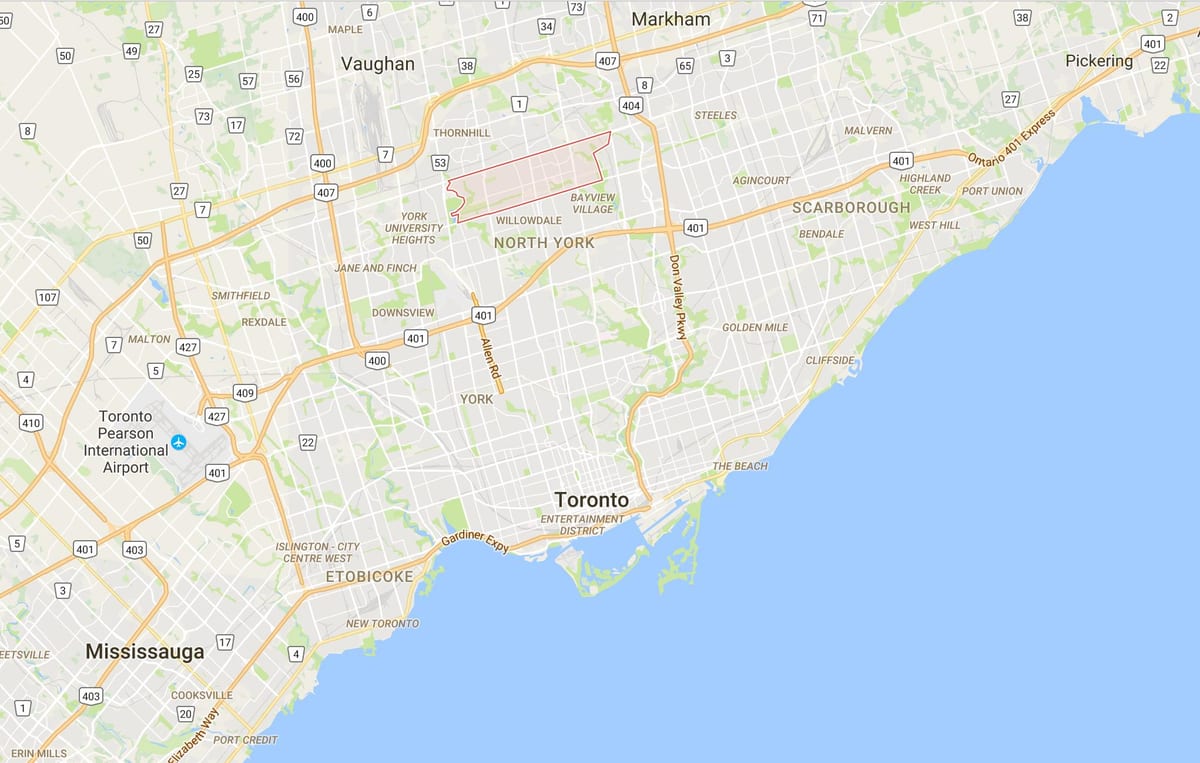 Harta Newtonbrook district Toronto