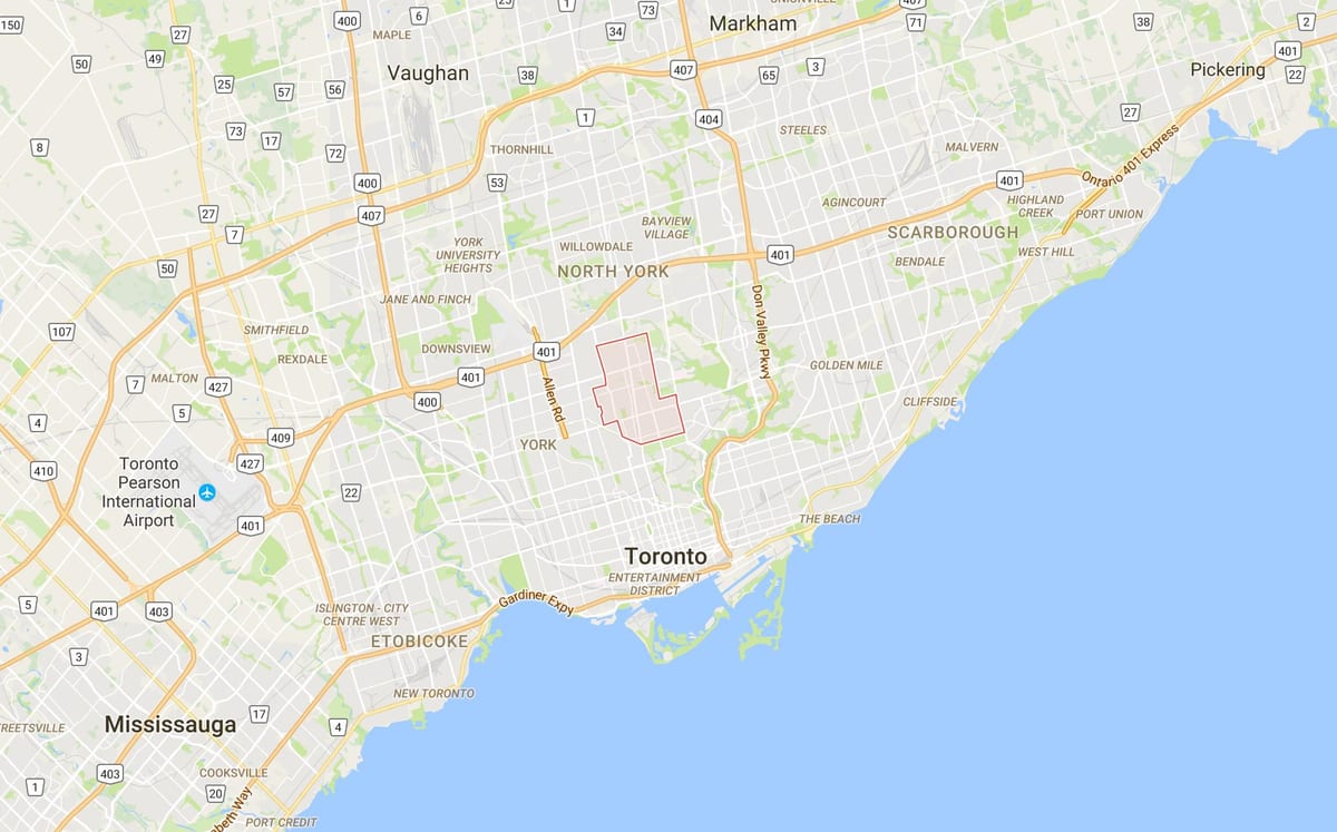 Harta de Nord districtul Toronto