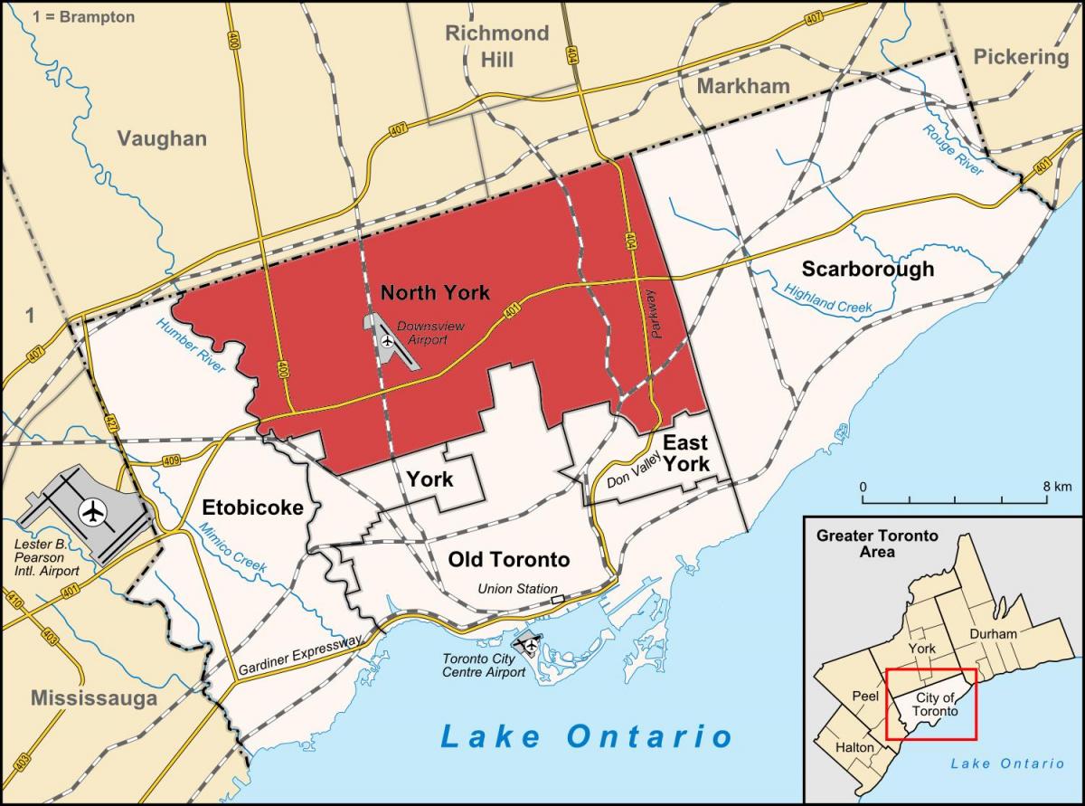 Harta North York, Toronto