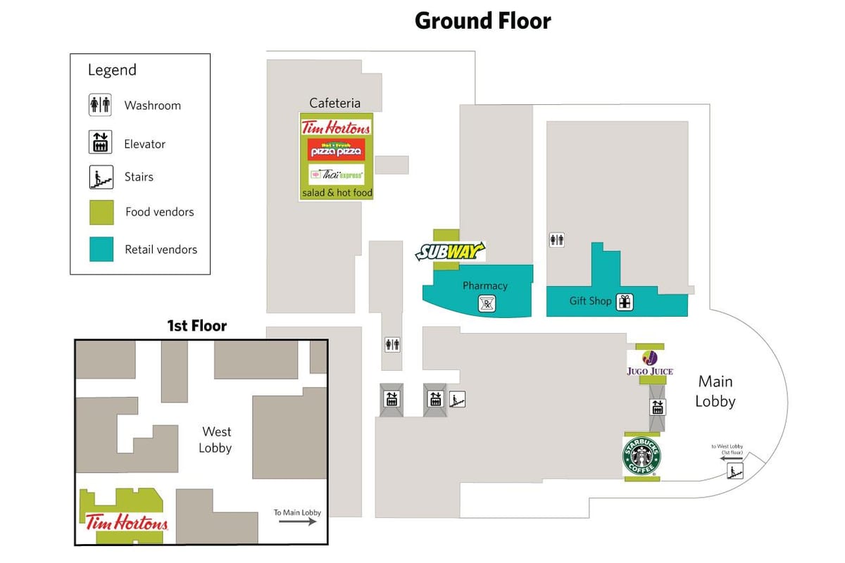 Harta North York Spitalul General Food services Toronto