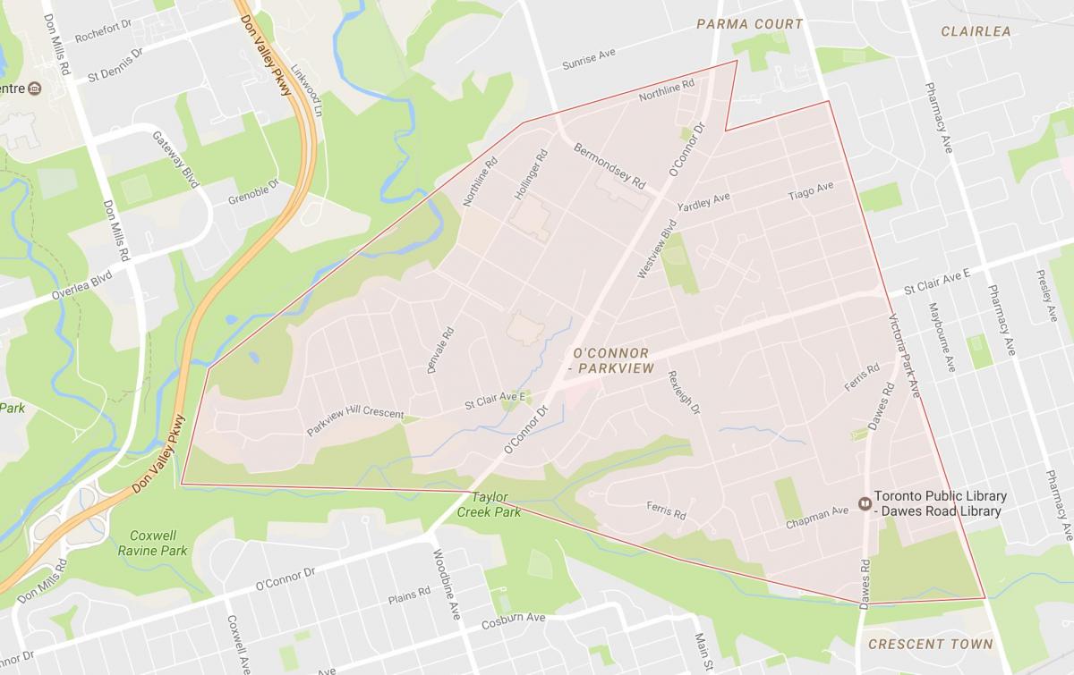 Harta de O ' Connor–Parkview vecinătate Toronto