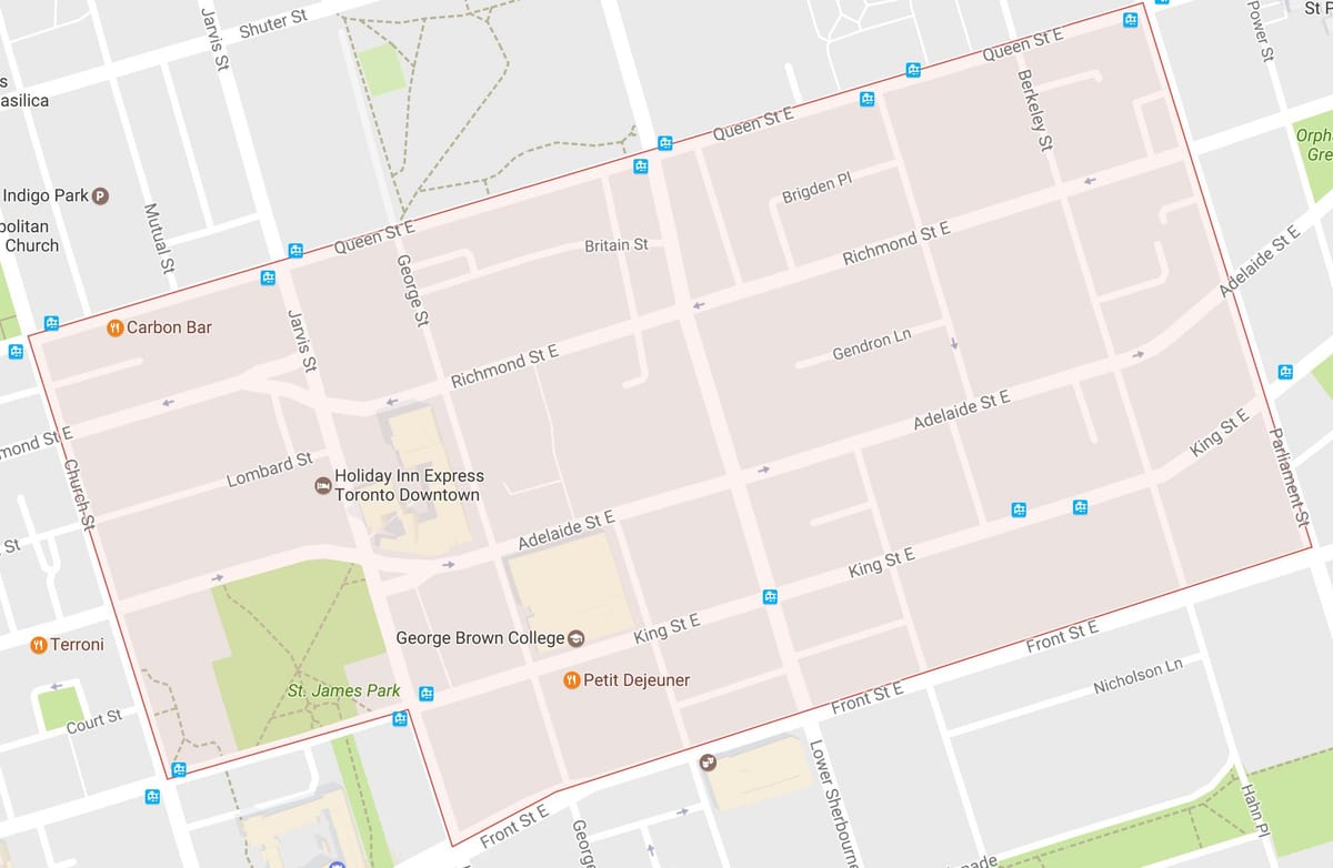 Harta Orașul Vechi cartier Toronto
