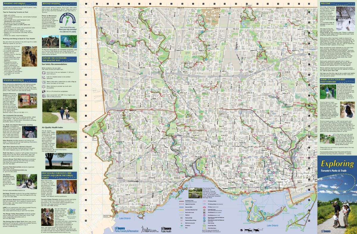 Harta de parcuri și trasee de mers pe jos de West Toronto