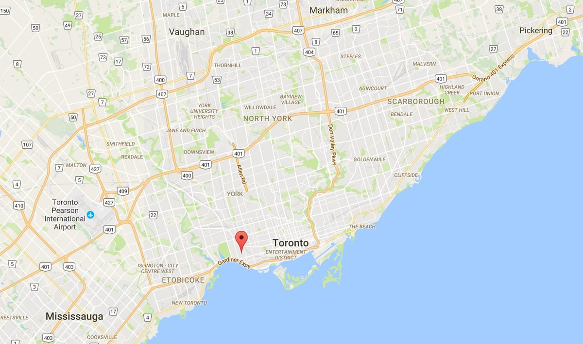 Harta Parkdale district Toronto