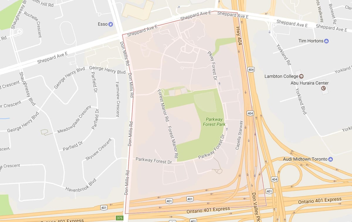 Harta Parkway Pădure de vecinătate Toronto