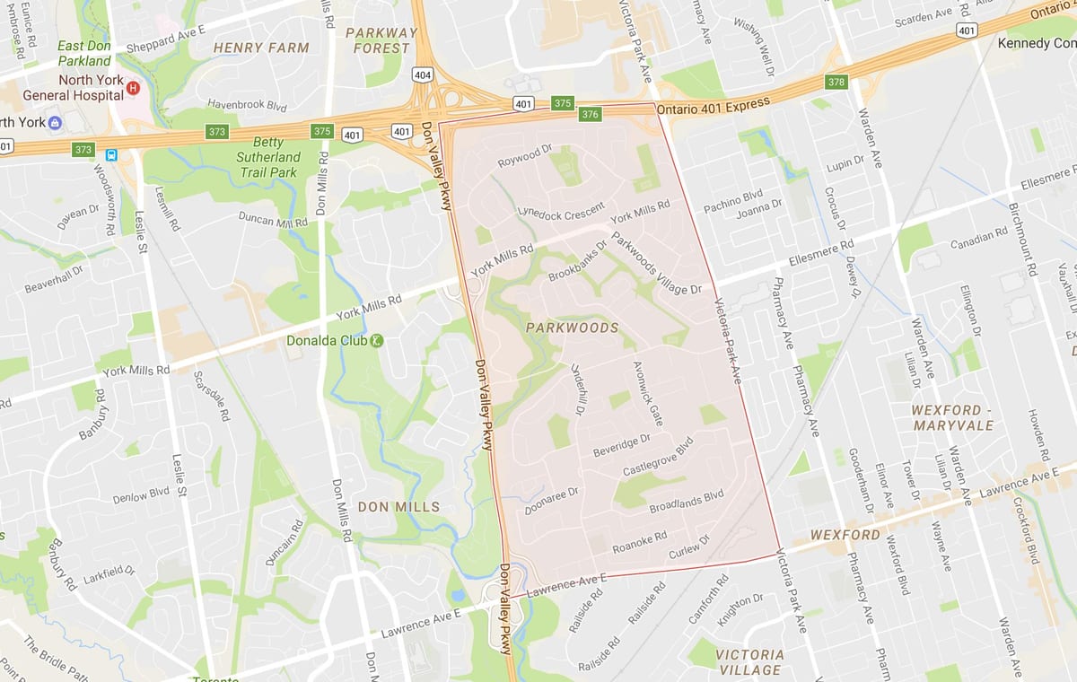 Harta Parkwoods vecinătate Toronto