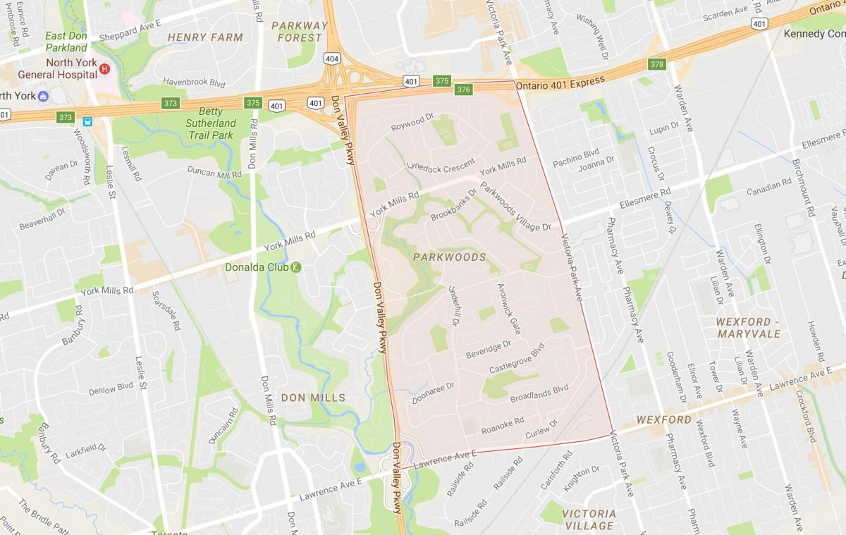 Harta Parkwoods vecinătate Toronto