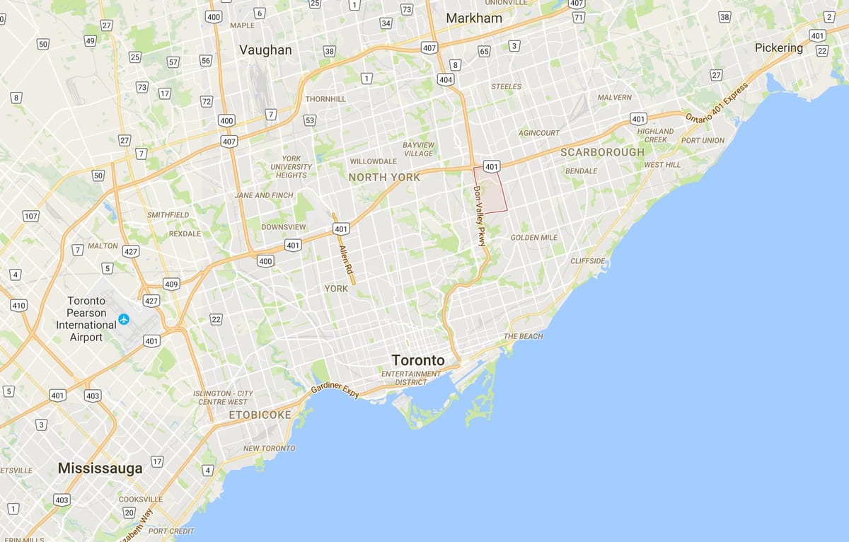 Harta Parkwoods district Toronto