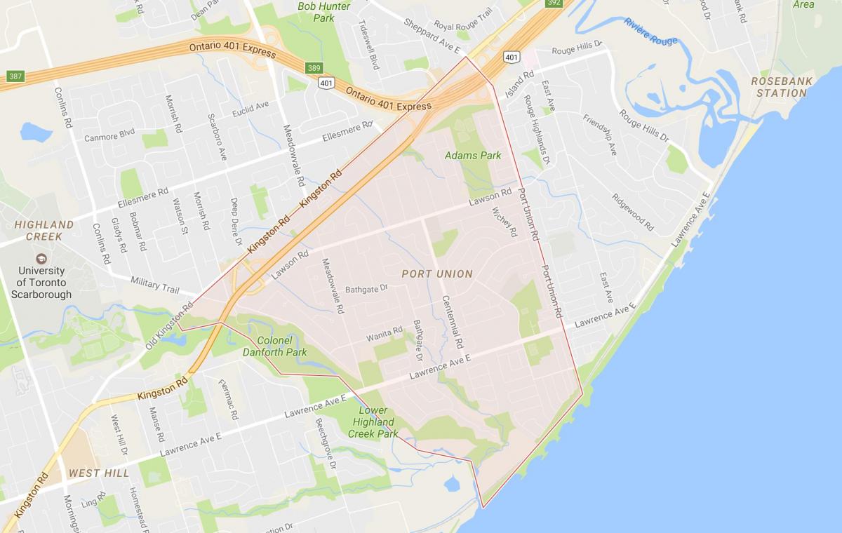 Harta Port vecinătatea Uniunii, Toronto