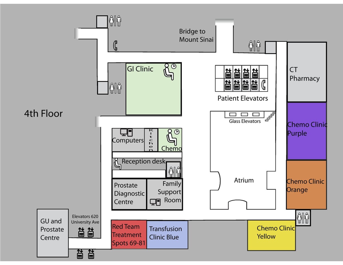 Harta Prințesa Margaret de Cancer Centre Toronto etajul 4