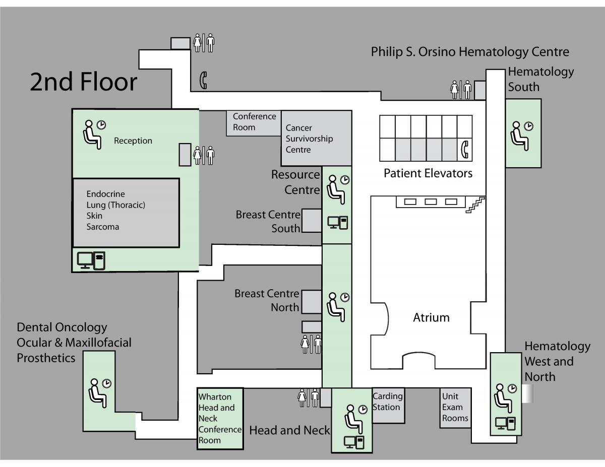 Harta Prințesa Margaret de Cancer Centre Toronto etajul 2