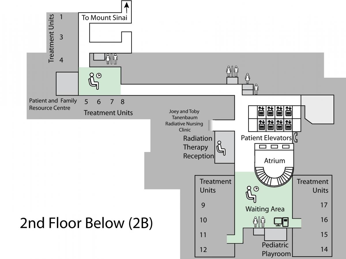 Harta Prințesa Margaret de Cancer Centre Toronto etajul 2 de mai Jos (B2)