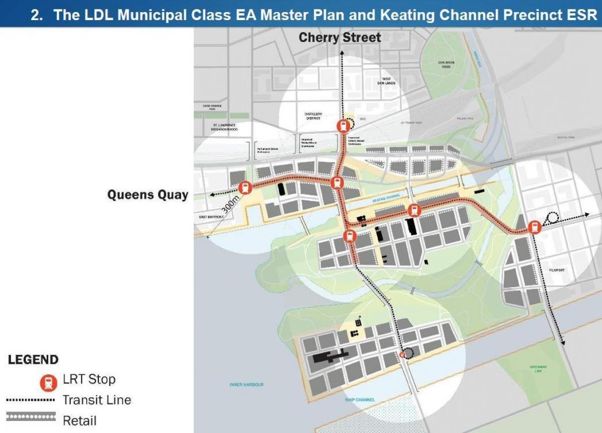 Harta Projets de Est Malul mării de Est Bayfront Toronto