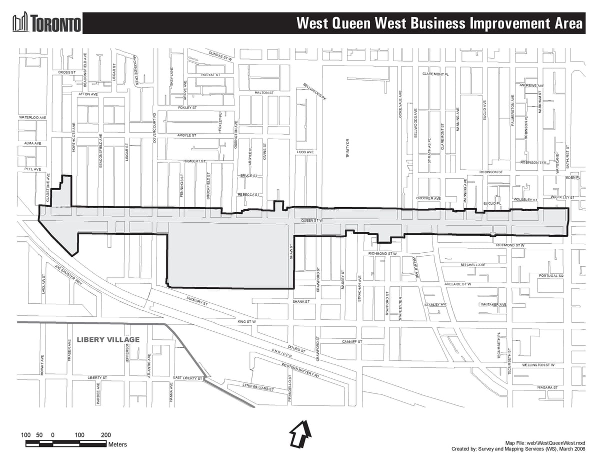 Harta de Queen street west Toronto