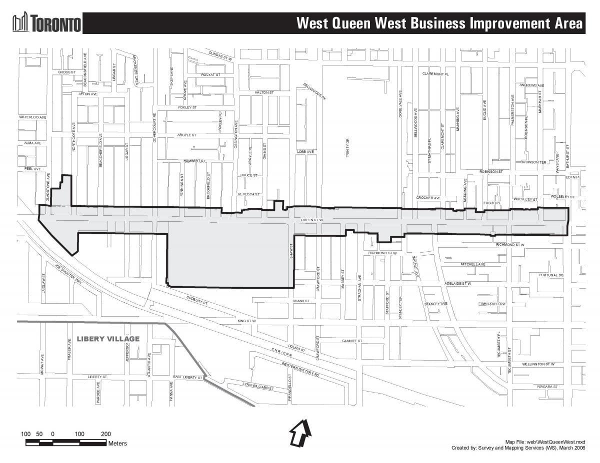 Harta de Queen street west Toronto