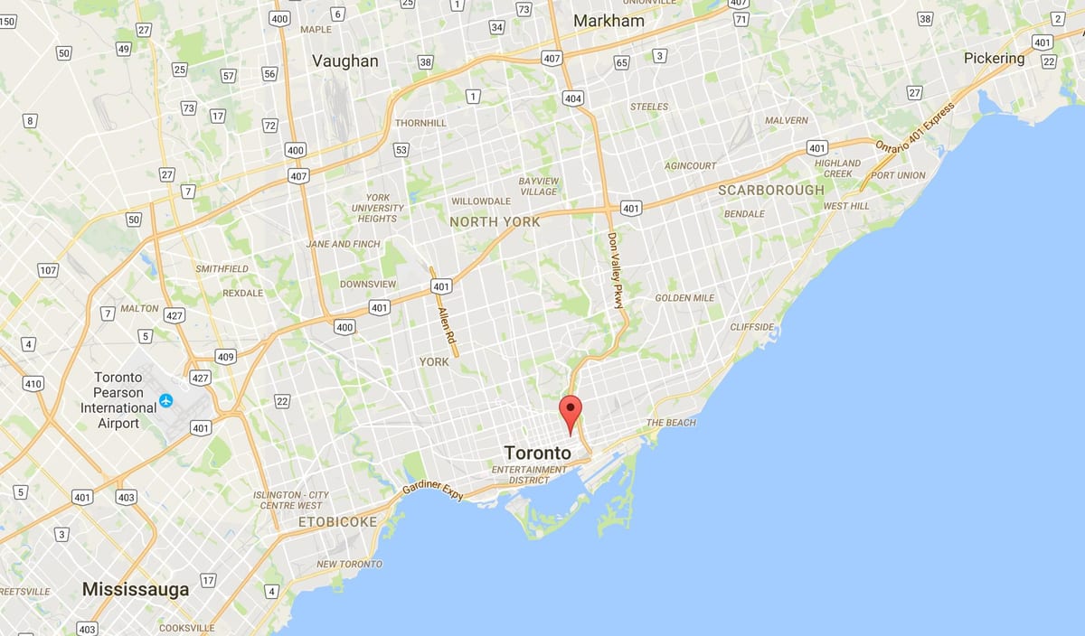 Harta de Regent Park district Toronto