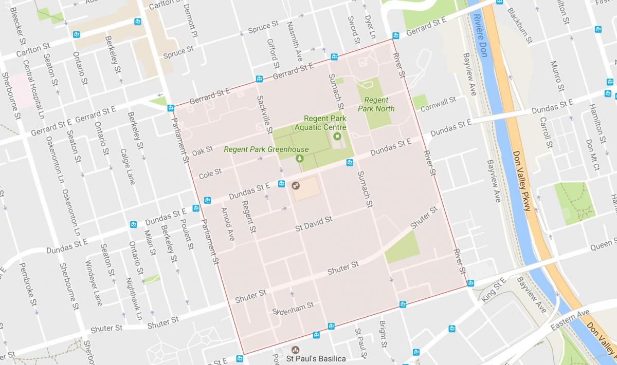 Harta de Regent Park vecinătate Toronto