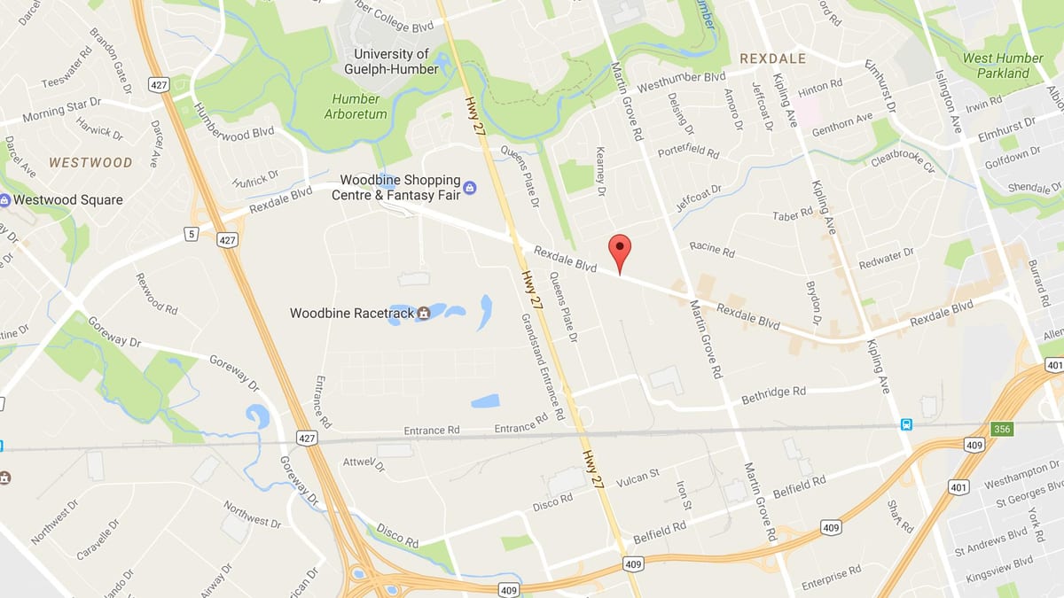 Harta Rexdale bulevardul Toronto