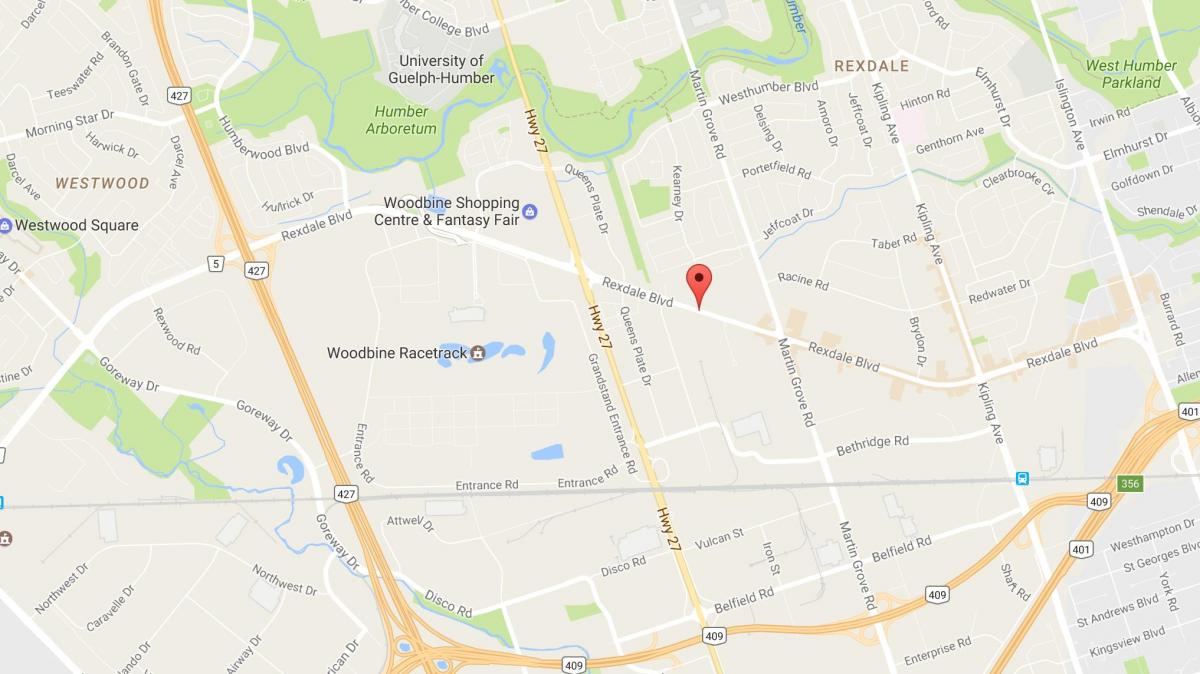 Harta Rexdale bulevardul Toronto