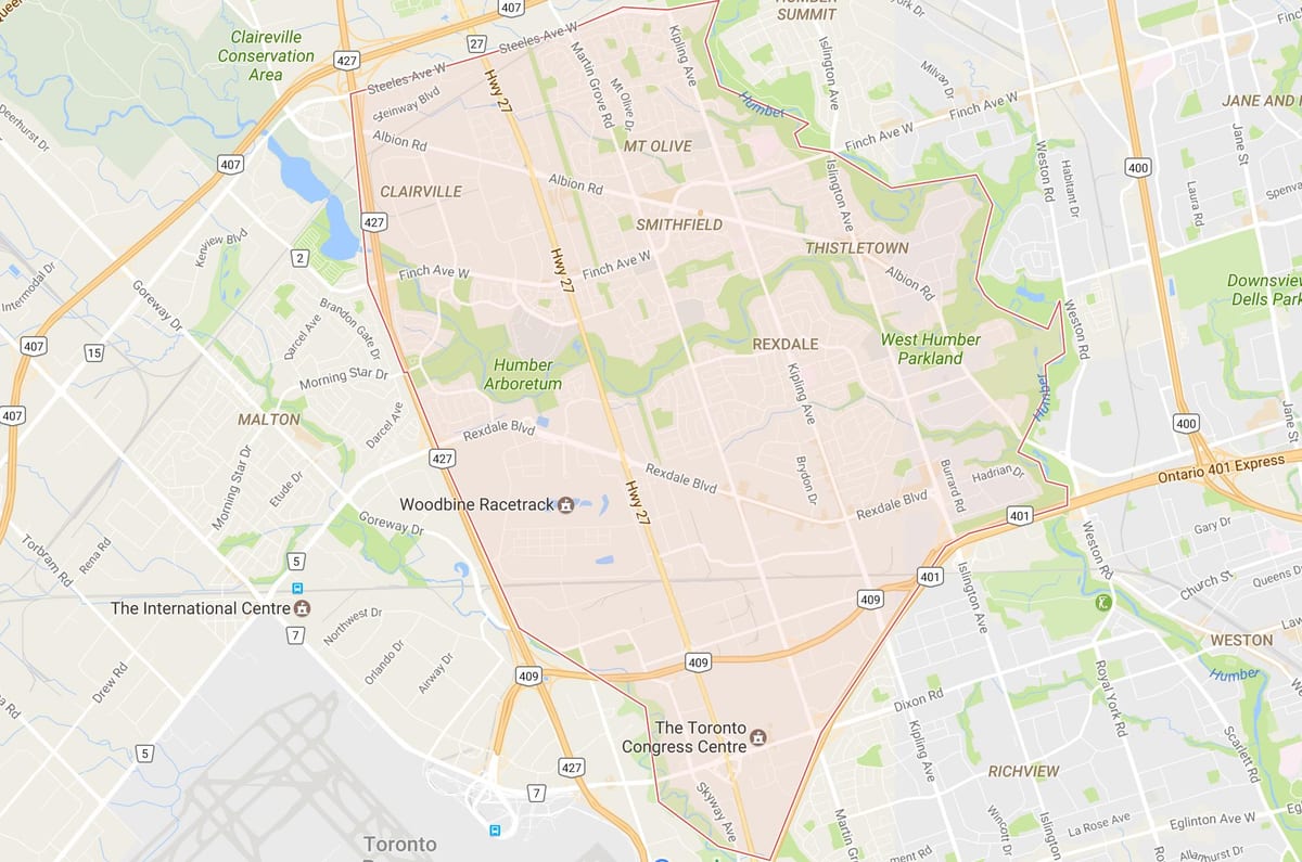 Harta Rexdale vecinătate Toronto