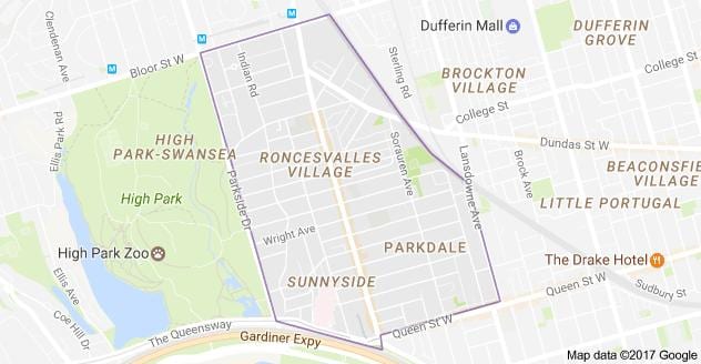 Harta de la Roncesvalles sat Toronto