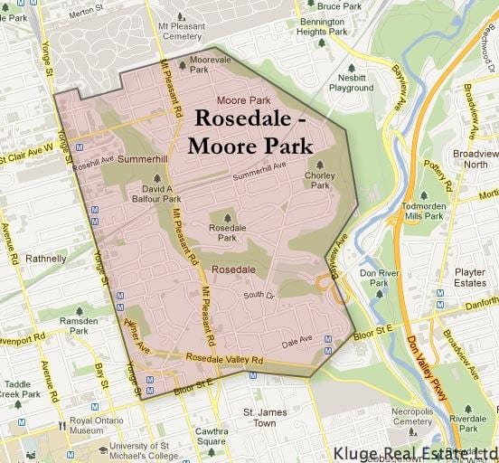 Harta Rosedale Moore Park Toronto