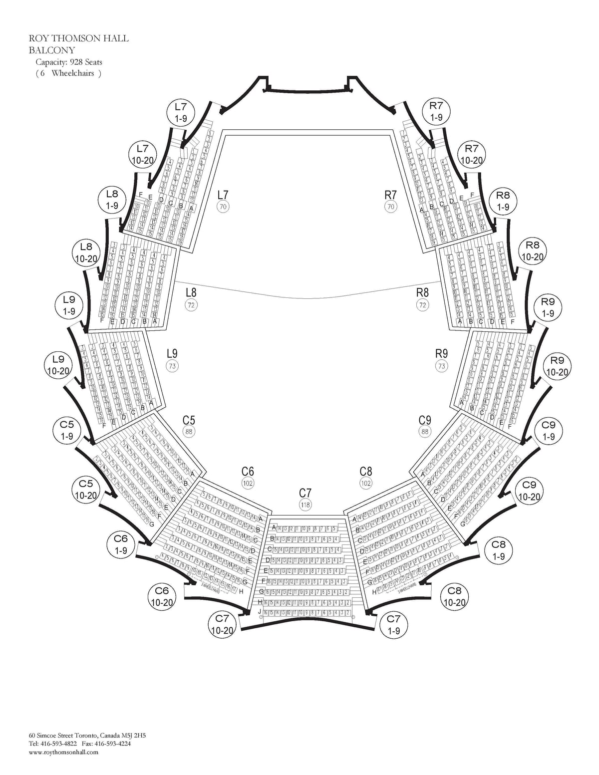 Harta Roy Thomson Hall balcon Toronto