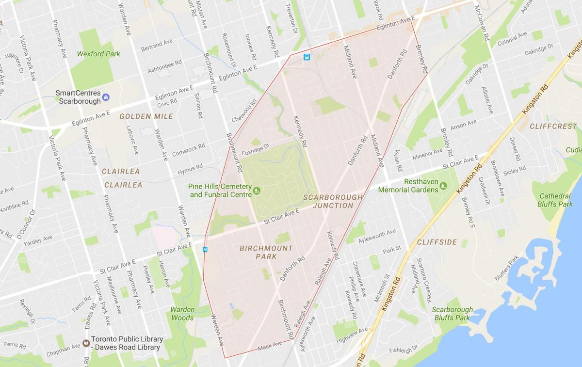Harta Scarborough Intersecția de vecinătate Toronto