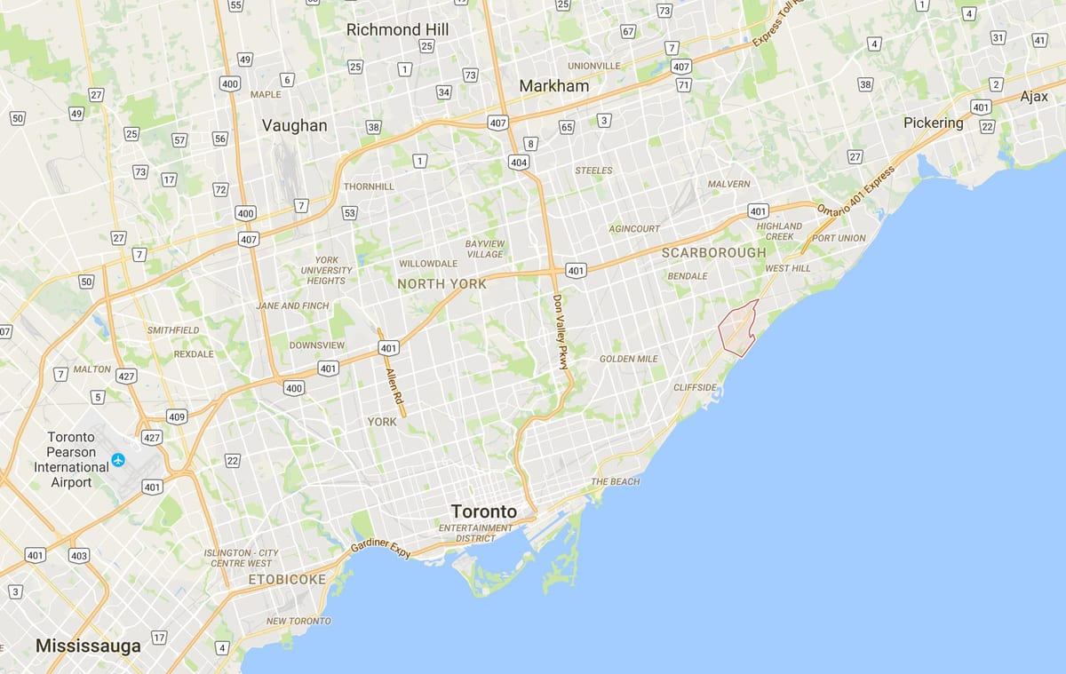 Harta Scarborough Toronto district Sat