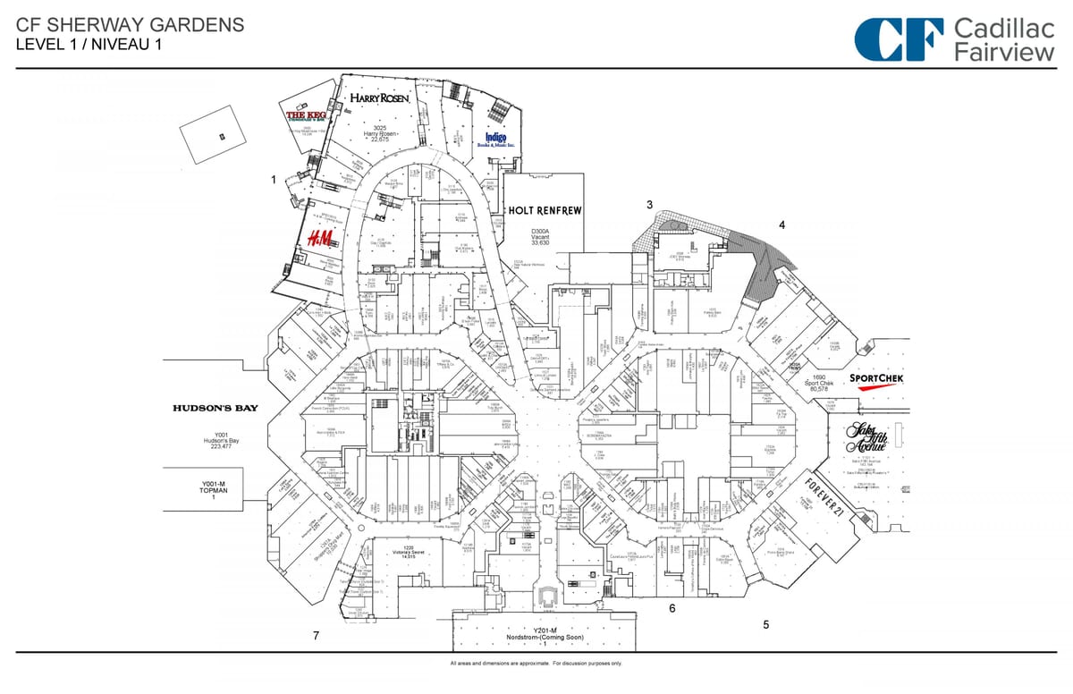 Harta Sherway Gardens nivel 1