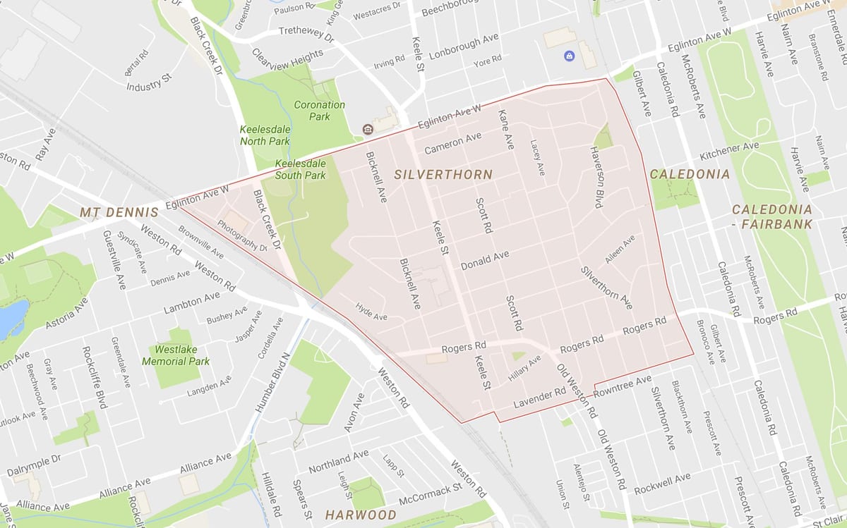 Harta Silverthorn vecinătate Toronto