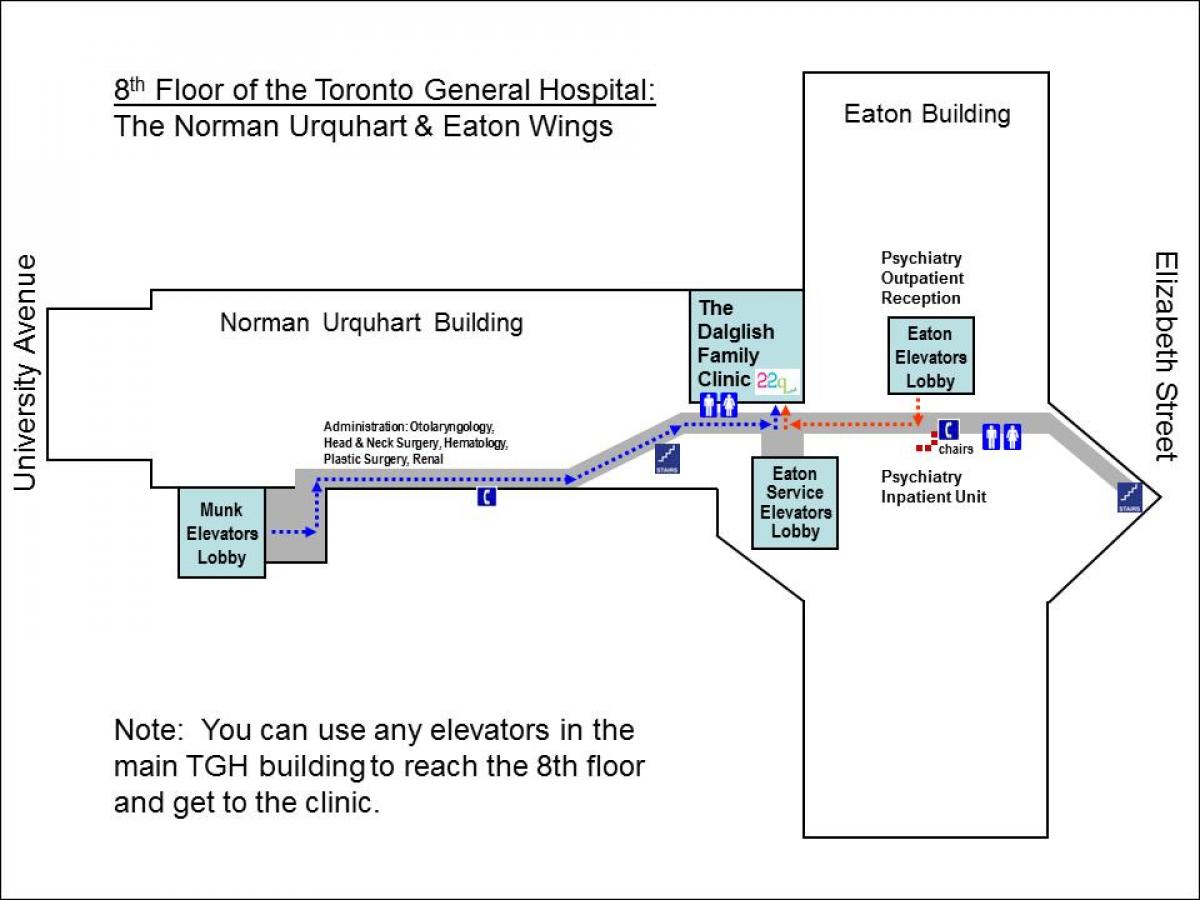 Harta Spital General al 8-lea etaj Toronto