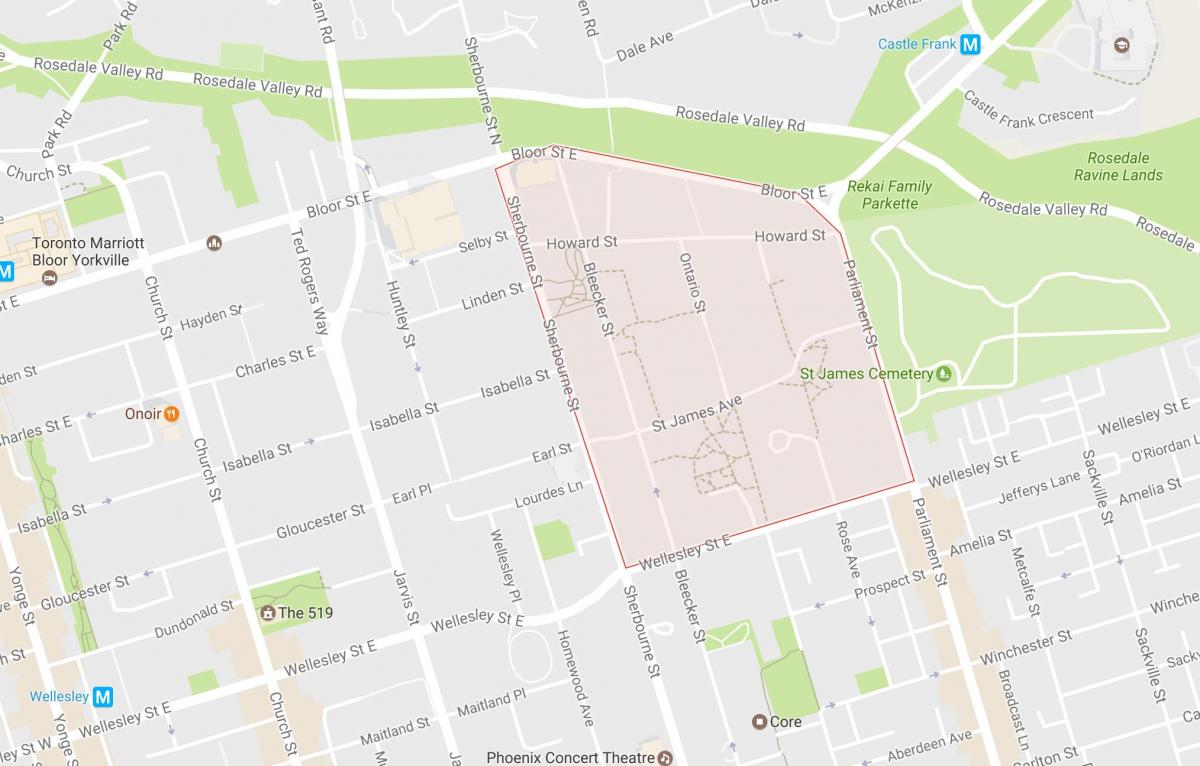 Harta St. James Oraș vecinătate Toronto