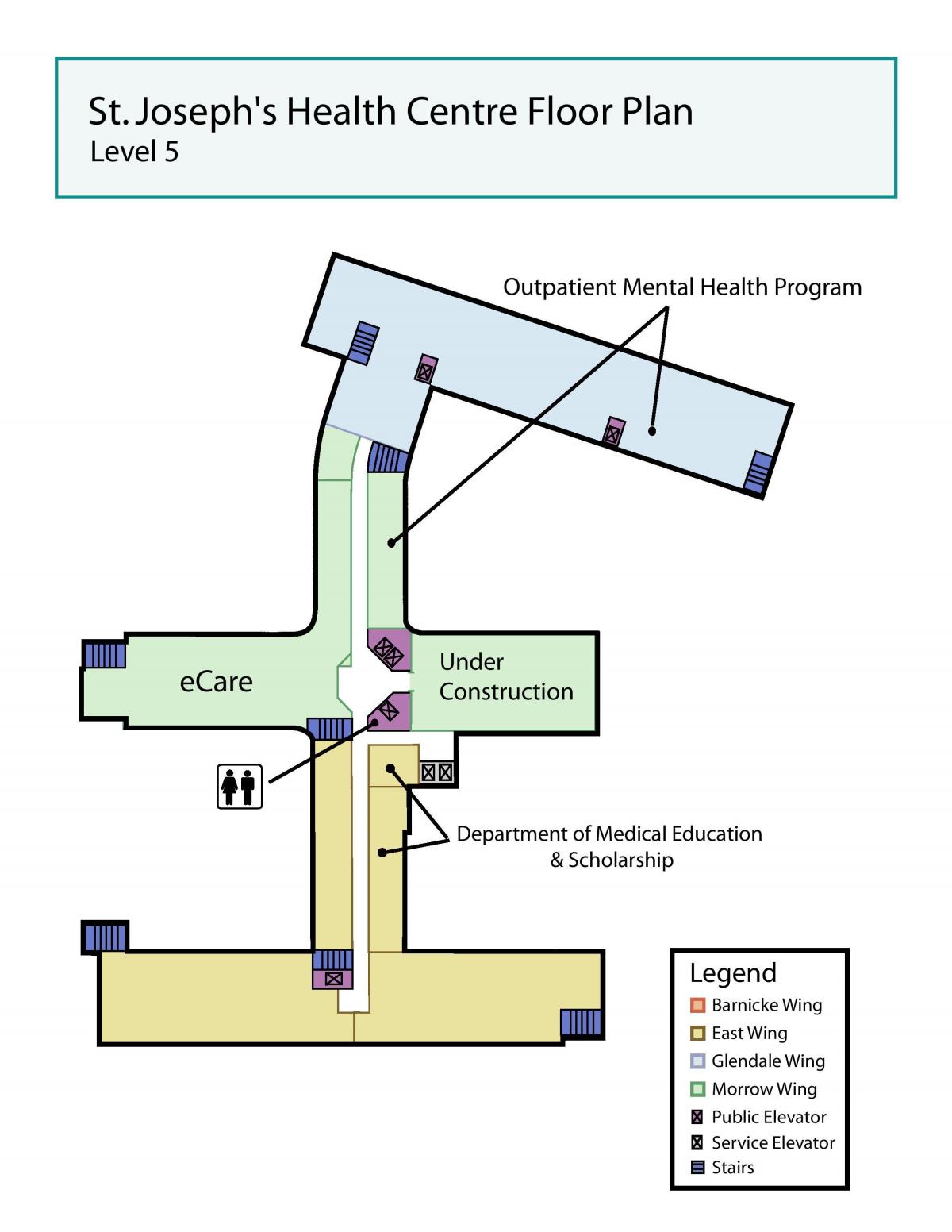 Harta St. Joseph centrul de Sănătate Toronto nivelul 5