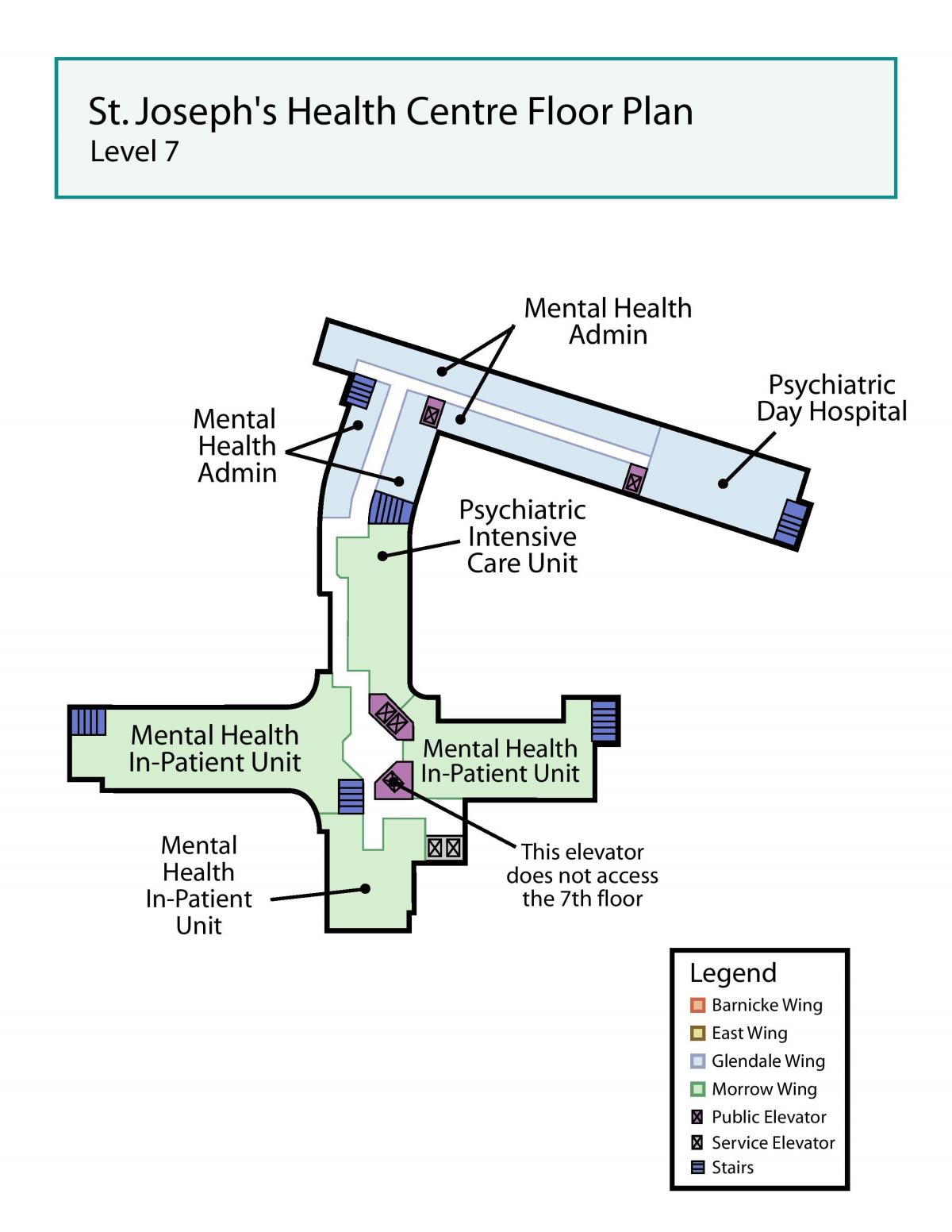 Harta St. Joseph centrul de Sănătate Toronto nivelul 7