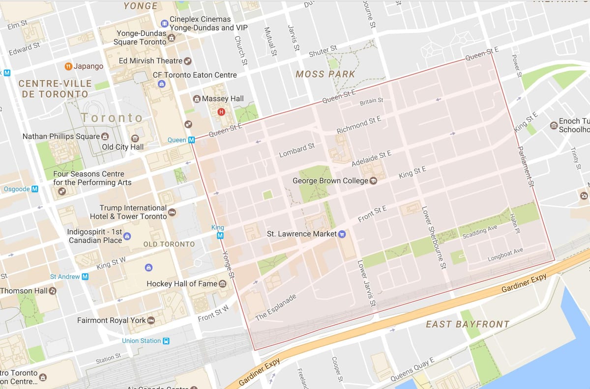 Harta St. Lawrence vecinătate Toronto