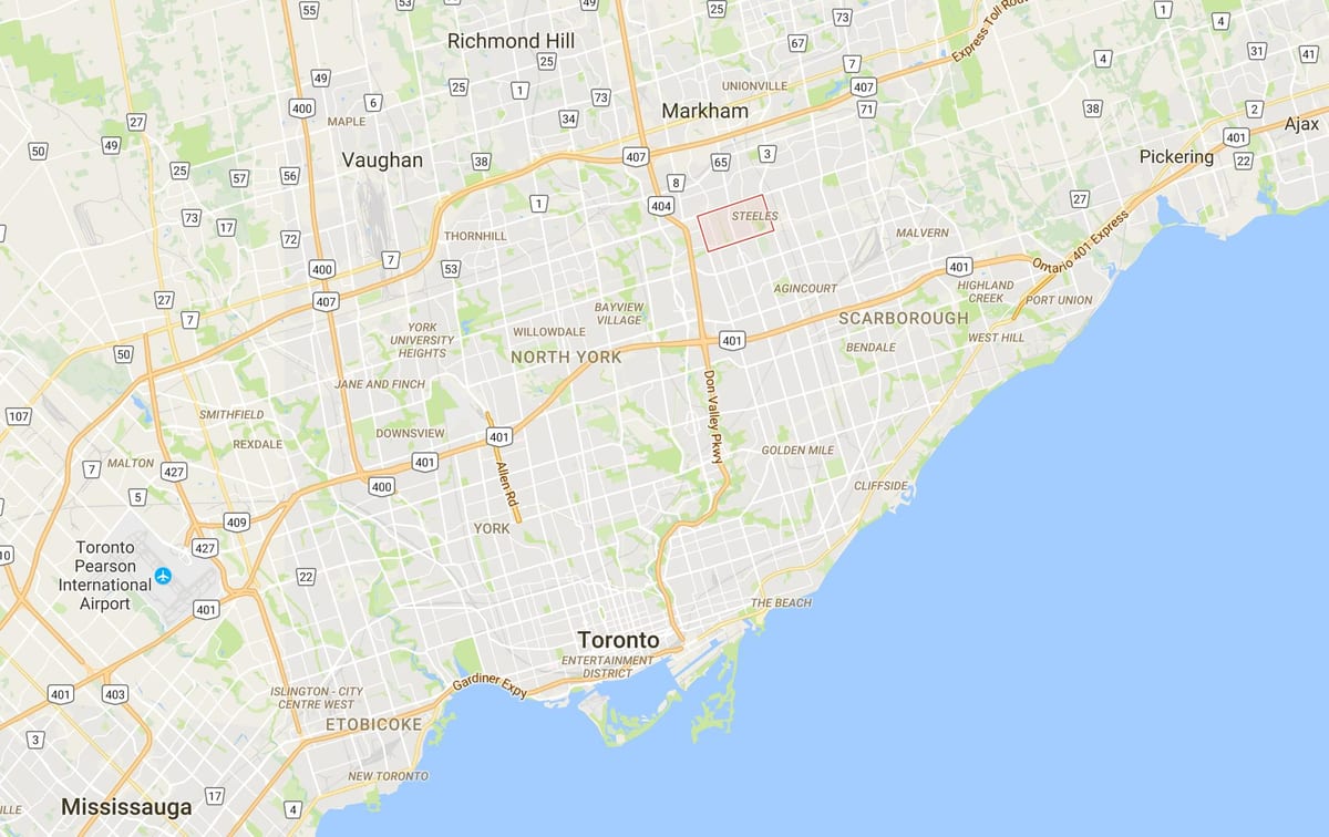 Harta Steeles district Toronto
